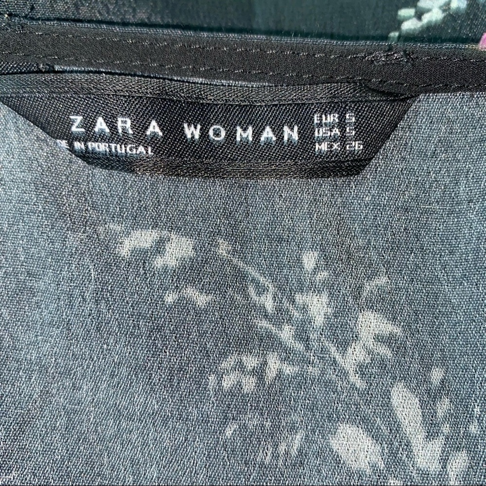 Zara Woman Long Sleeve Black Floral Mini Dress Small - Picture 7 of 11